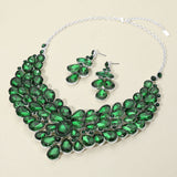 Teardrop Stone Cluster Statement Evening Necklace