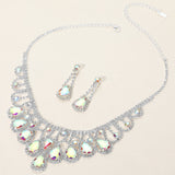 Teardrop Stone Embellished Rhinestone Paved Collar Necklace