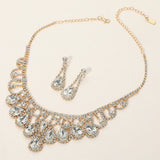 Teardrop Stone Embellished Rhinestone Paved Collar Necklace