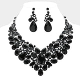 Teardrop Stone Embellished Statement Evening Necklace