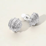 Textured Metal Ripple Ball Clip On Earrings