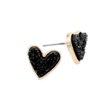 Trendy Fashionable Druzy Heart Stud Earrings