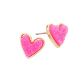 Trendy Fashionable Druzy Heart Stud Earrings