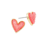 Trendy Fashionable Druzy Heart Stud Earrings