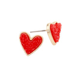 Trendy Fashionable Druzy Heart Stud Earrings