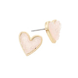 Trendy Fashionable Druzy Heart Stud Earrings