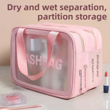 Premium Makeup Bag – Large-Capacity Cosmetic Bag for Women, Wet & Dry Separation Beach Bag, Travel-Friendly Swimsuit Wash Storage Bag