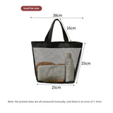 Mesh Shower Tote Bag, Portable Beach Bag, Summer Travel Large Capacity Portable Mesh Tote Bag, Foldable Wash and Makeup bag large
