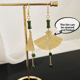 Bamboo Fan Tassel Earrings