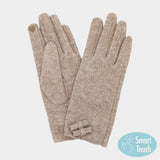 Two Mini Bow Accent Soft Smart Touch Winter Gloves