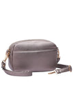 Two Zipper Solid PU Crossbody Bag