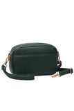 Two Zipper Solid PU Crossbody Bag