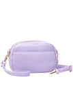 Two Zipper Solid PU Crossbody Bag