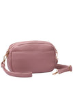 Two Zipper Solid PU Crossbody Bag