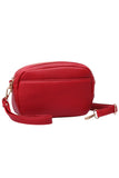 Two Zipper Solid PU Crossbody Bag