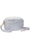 Two Zipper Solid PU Crossbody Bag