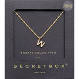 -W- Secret Box 14K Gold Dipped Cubic Zirconia Initial Monogram Pendant Necklace