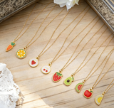 Stainless Steel Enamel Fruit Pendant Necklace