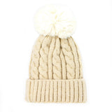 Warm Chunky Cable Knit Beanie Pom Pom Hat Beanie Winter Hat