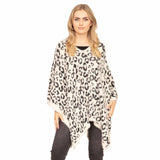 Warm Cozy Leopard Printed Poncho Animal Pattern Poncho