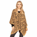 Warm Cozy Leopard Printed Poncho Animal Pattern Poncho