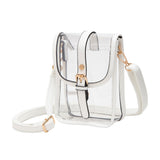 Faux Leather Belt Buckle Pointed Transparent Crossbody Bag