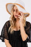 Frayed Band and Edge Trim Straw Sun Hat