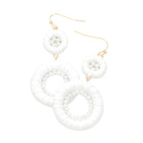 Raffia Wrapped Faceted Bead Embellished Dangle Earrings