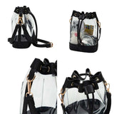 Solid Faux Leather Transparent Bucket Bag
