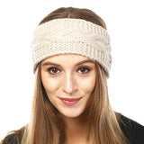 Wide Solid Cable Knit Earmuff Headband Ear Warmer
