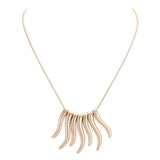 Worn Finish Metal Bar Fringe Necklace Metal Bar Necklace