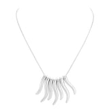 Worn Finish Metal Bar Fringe Necklace Metal Bar Necklace