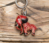 Cute Puppy Genuine Leather Keychain