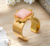 18K Gold Stainless Steel Natural Stone Ring