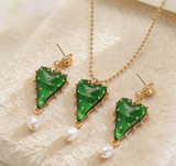 Palace Sheer Tassel Heart & Strawberry Earring Set