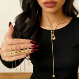 Gold Sunflower & Tiger Eye Long Necklace