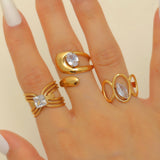 Stainless Steel Zircon Line Ring
