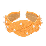 Pearl Embellished Braided Straw Headband