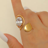Stainless Steel Zircon Line Ring