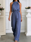 Summer Trendy Halter High-Waist Straight-Leg Jumpsuit