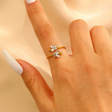 Stainless Steel Zircon Line Ring