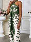 Printed Halter Neck Wide-Leg Jumpsuit