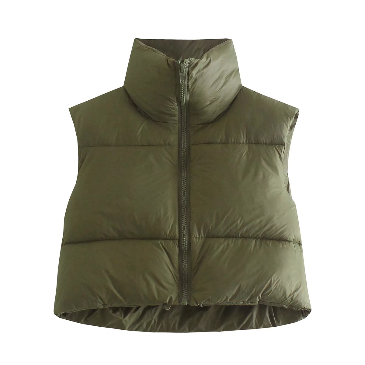 High Neck Cropped Puff Vest - AfterAmour