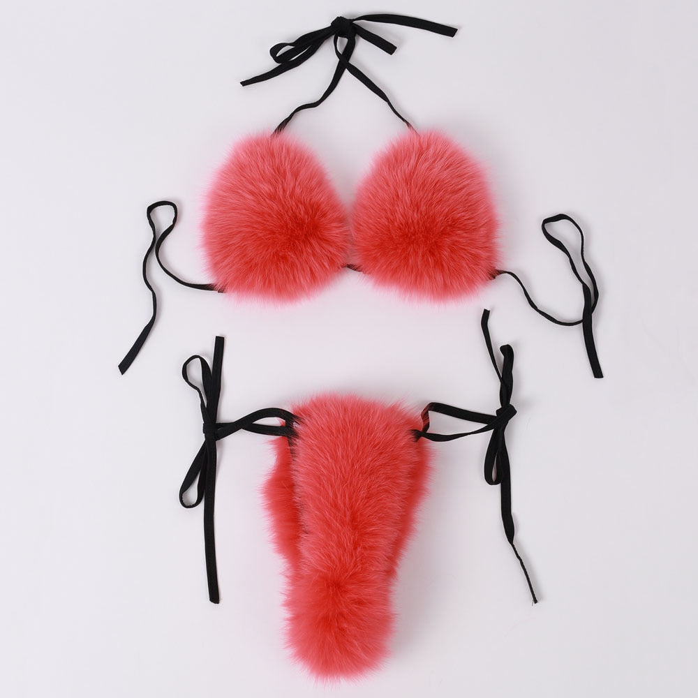 Real Fox Fur Bikini Set - AfterAmour