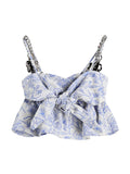 Chain Floral Off Shoulder Crop Top - AfterAmour