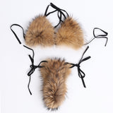Real Fox Fur Bikini Set