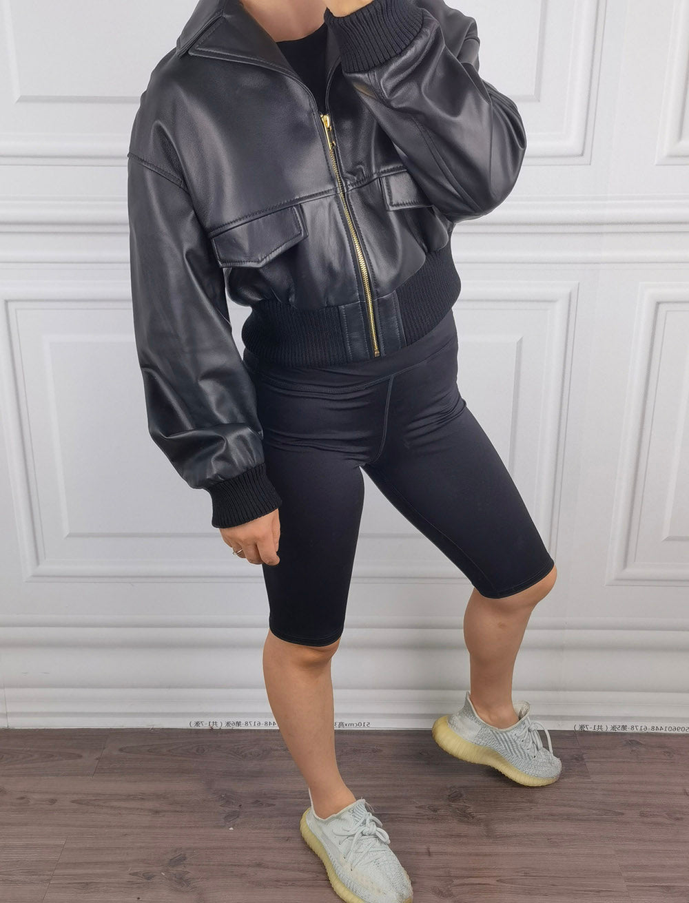 Ladies Real Lambskin Leather Bomber Biker Jacket - AfterAmour