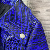 Elegant Short Crocodile Print Biker Jacket - AfterAmour