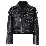 Ladies Heart Shape Motorcycle Leather Jacket - AfterAmour