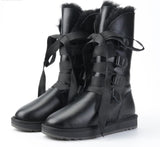 Sheepskin Lace-Up Strapped Boots